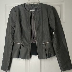 🟣 Grey Faux Leather Jacket